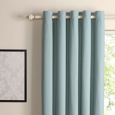 Zen Duck Egg Plain Unlined Eyelet Curtains (W)167cm (L)228cm, Pair ...