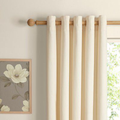 Zen Ecru Plain Unlined Eyelet Curtains (W)228cm (L)228cm, Pair