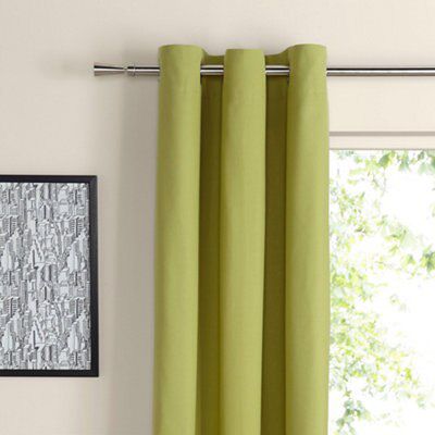 Zen Lime Plain Unlined Eyelet Curtains (W)167cm (L)228cm, Pair | DIY At B&Q