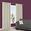 Zen Limestone Plain Unlined Eyelet Curtains (W)167cm (L)183cm, Pair