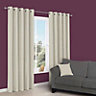 Zen Limestone Plain Unlined Eyelet Curtains (W)167cm (L)228cm, Pair