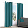 Zen Peacock Plain Unlined Eyelet Curtains (W)167cm (L)228cm, Pair
