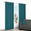 Zen Peacock Plain Unlined Eyelet Curtains (W)167cm (L)228cm, Pair