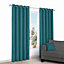 Zen Peacock Plain Unlined Eyelet Curtains (W)228cm (L)228cm, Pair