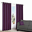Zen Purple Plain Unlined Eyelet Curtains (W)117cm (L)137cm, Pair