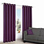 Zen Purple Plain Unlined Eyelet Curtains (W)167cm (L)183cm, Pair