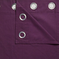 Zen Purple Plain Unlined Eyelet Curtains (W)167cm (L)228cm, Pair