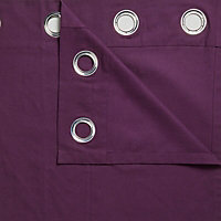 Zen Purple Plain Unlined Eyelet Curtains (W)228cm (L)228cm, Pair
