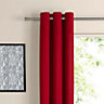 Zen Strawberry Plain Unlined Eyelet Curtains (W)117cm (L)137cm, Pair