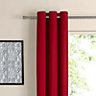 Zen Strawberry Plain Unlined Eyelet Curtains (W)167cm (L)228cm, Pair