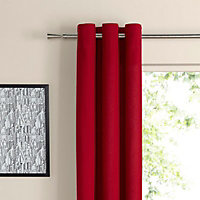 Zen Strawberry Plain Unlined Eyelet Curtains (W)228cm (L)228cm, Pair