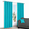 Zen Teal Plain Unlined Eyelet Curtains (W)228cm (L)228cm, Pair