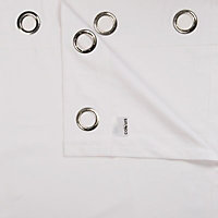 Zen White Plain Unlined Eyelet Curtains (W)117cm (L)137cm, Pair