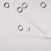 Zen White Plain Unlined Eyelet Curtains (W)167cm (L)228cm, Pair