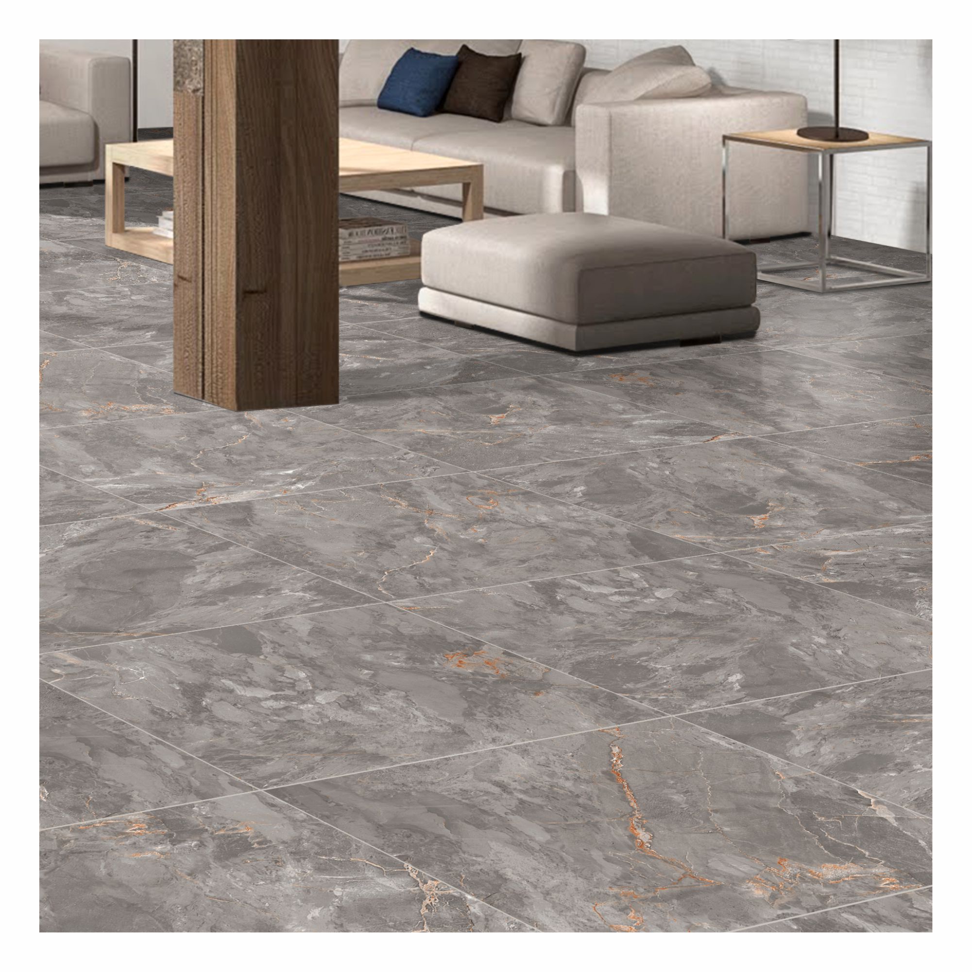 Zerlina Grey Matt Stone effect Porcelain Wall & floor Tile, Pack of 3 ...