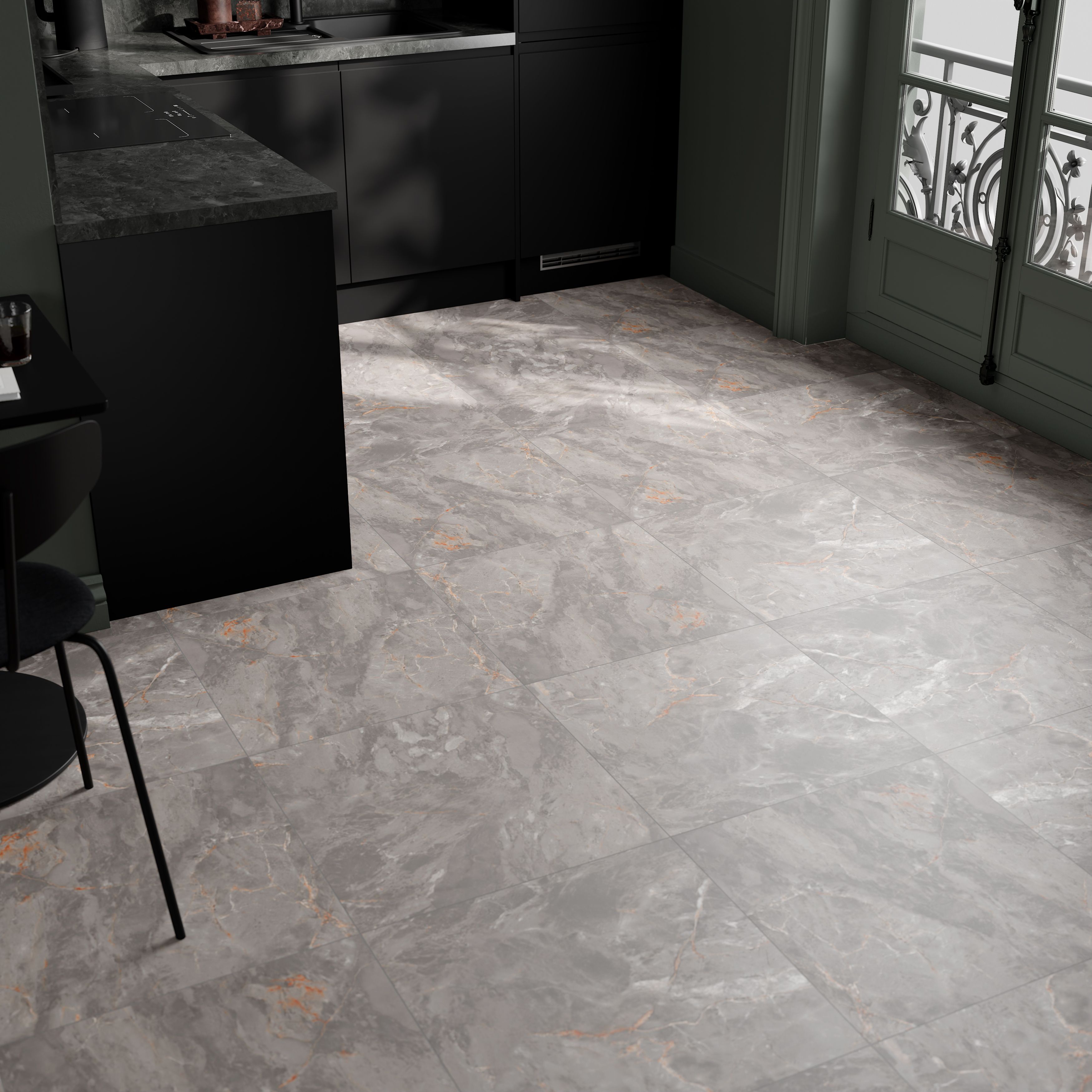 Zerlina Grey Matt Stone effect Textured Porcelain Indoor Wall & floor Tile, Pack of 3, (L)600mm (W)600mm