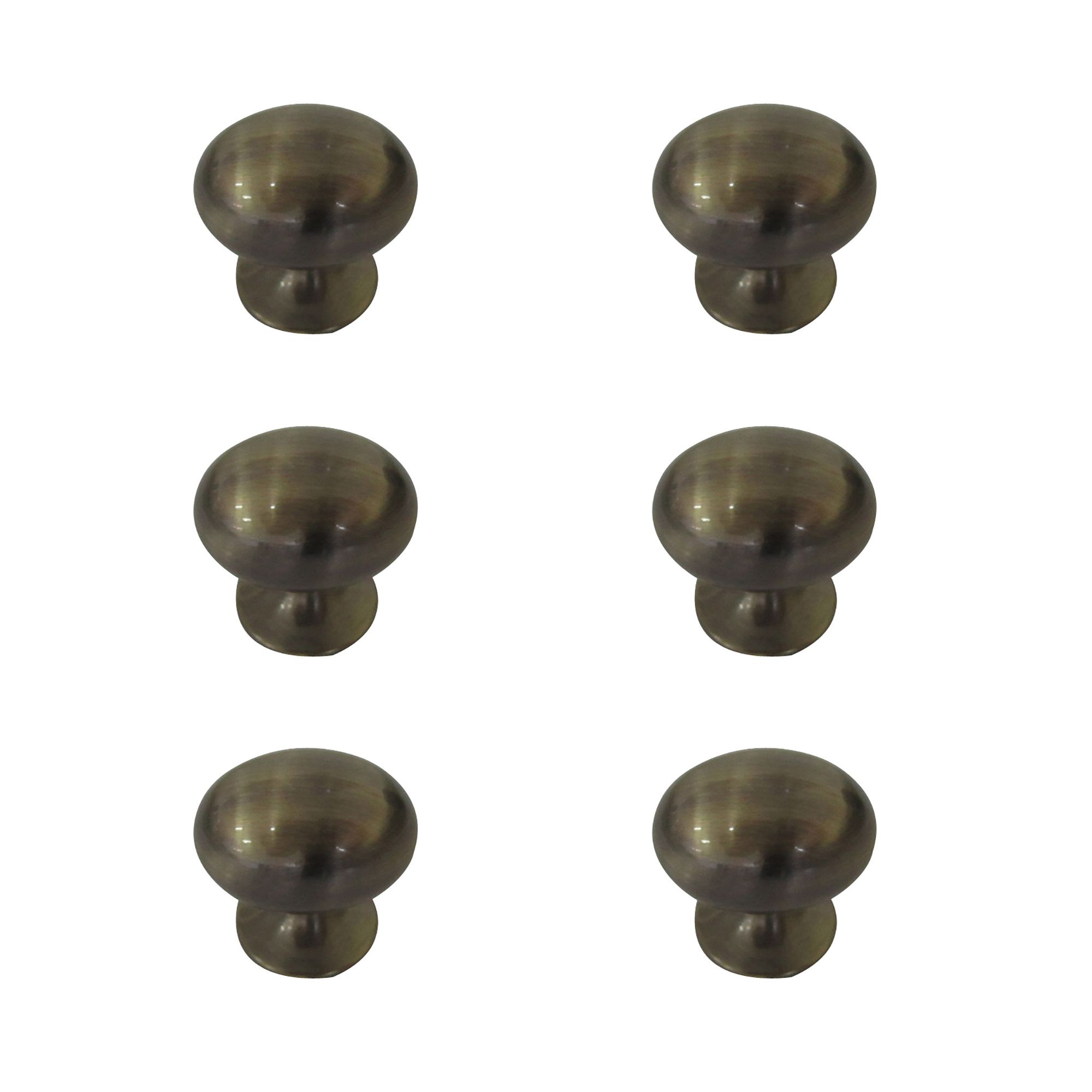 Zinc alloy Antique brass effect Oval Furniture Knob (Dia)35mm, Pack of 6