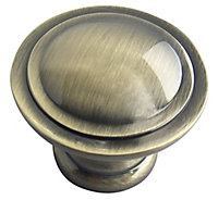 Zinc alloy Antique brass effect Ring Furniture Knob (Dia)30mm, Pack of 6
