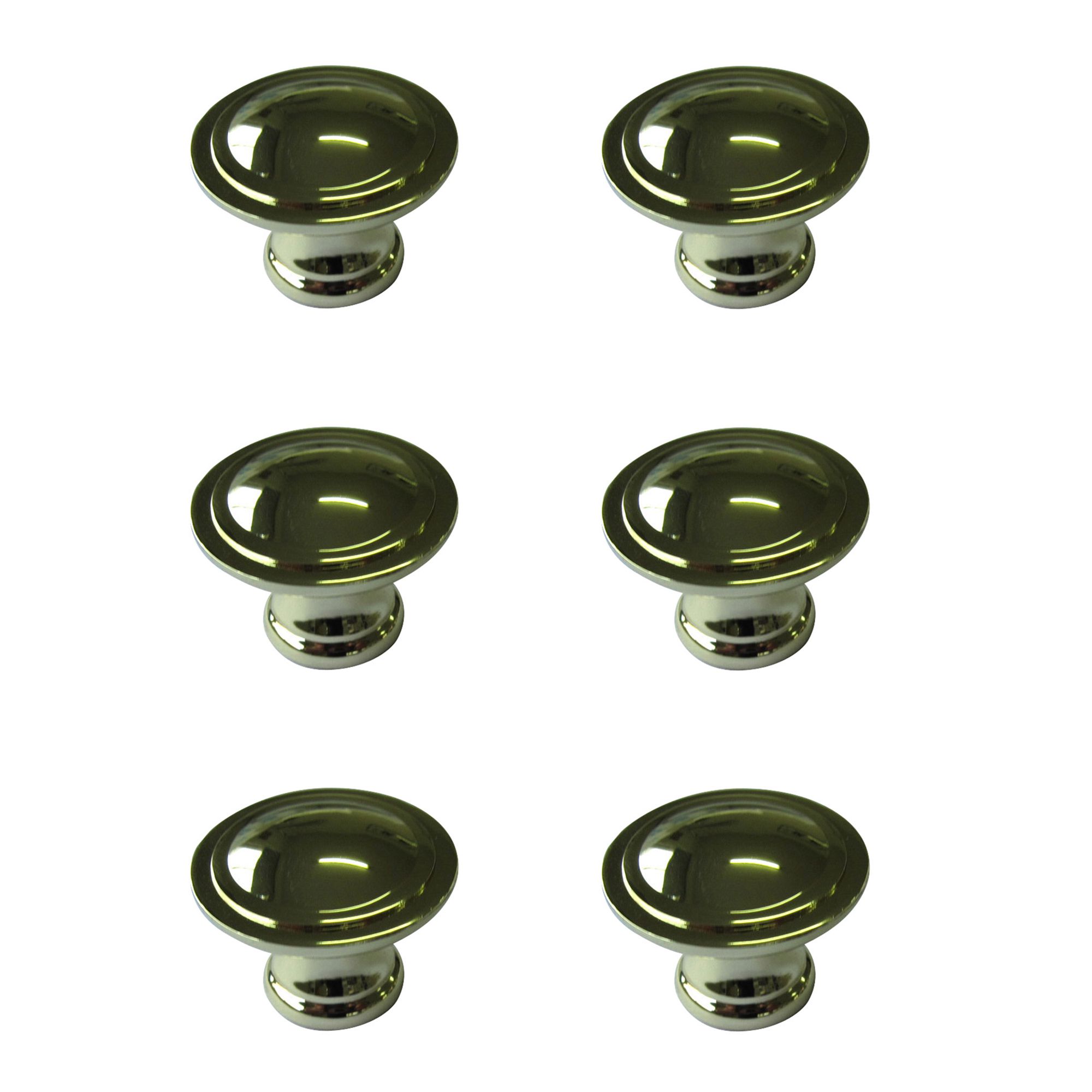 Zinc alloy Brass effect Ring Furniture Knob (Dia)35mm, Pack of 6