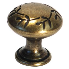 Zinc alloy Brass effect Round Vine Furniture Knob (Dia)30mm