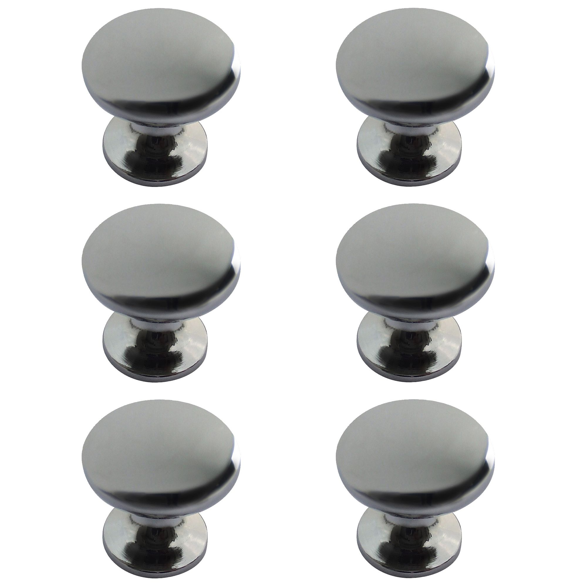 Zinc alloy Chrome effect Oval Furniture Knob (Dia)26mm, Pack of 6