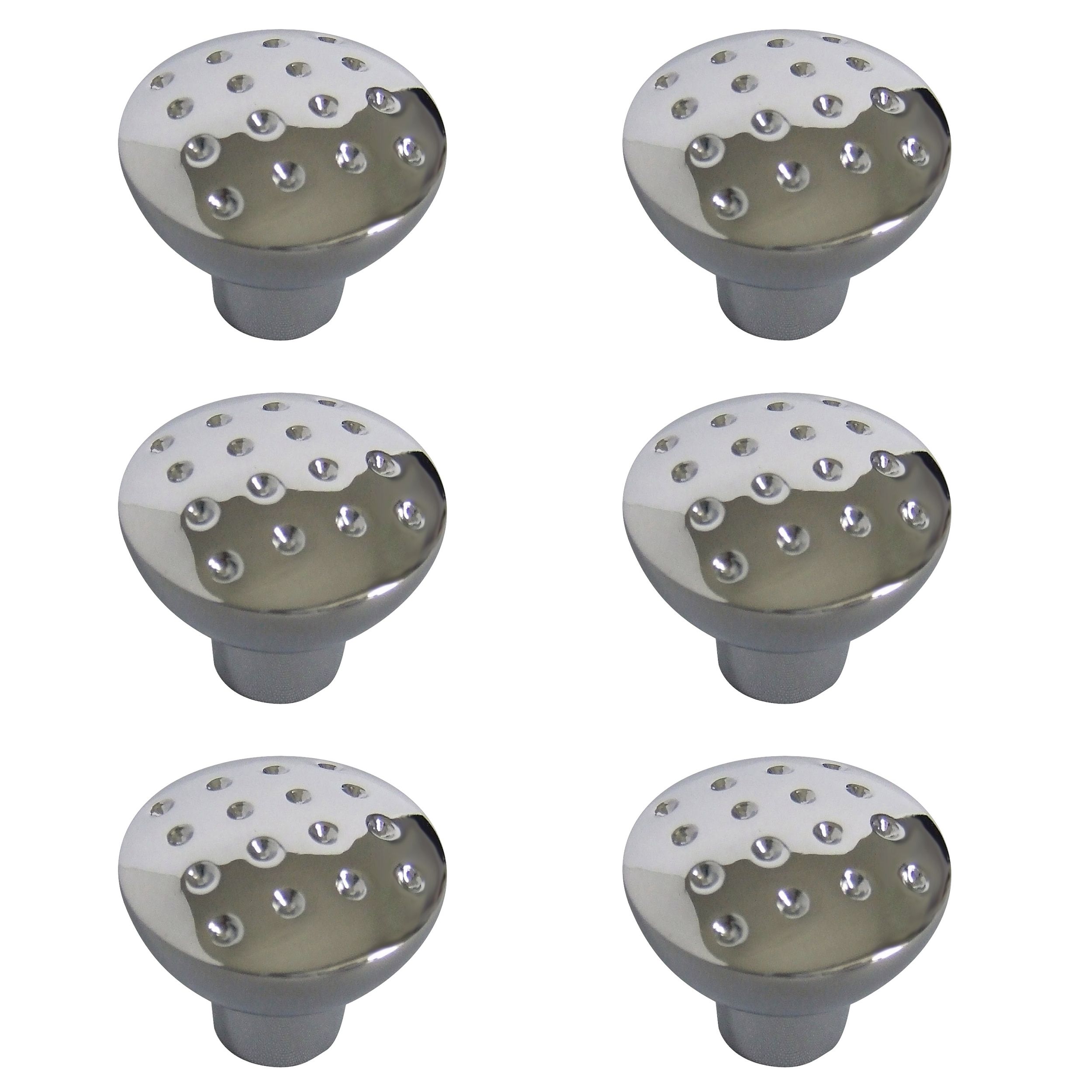 Zinc alloy Chrome effect Round Dimple Furniture Knob (Dia)27mm, Pack of 6