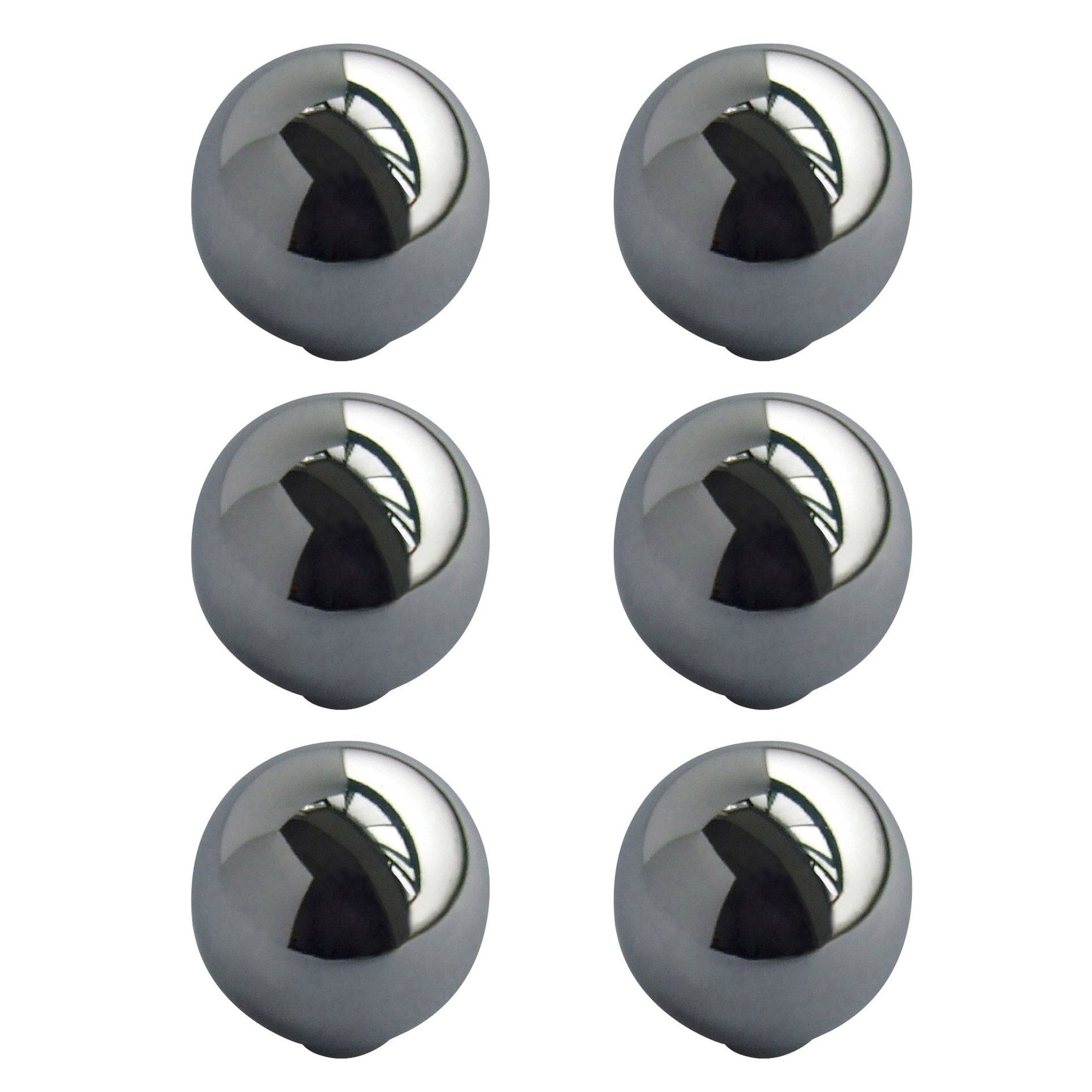 Zinc alloy Chrome effect Round Furniture Knob (Dia)32mm, Pack of 6