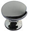 Zinc alloy Chrome effect Round Furniture Knob, Pack of 6