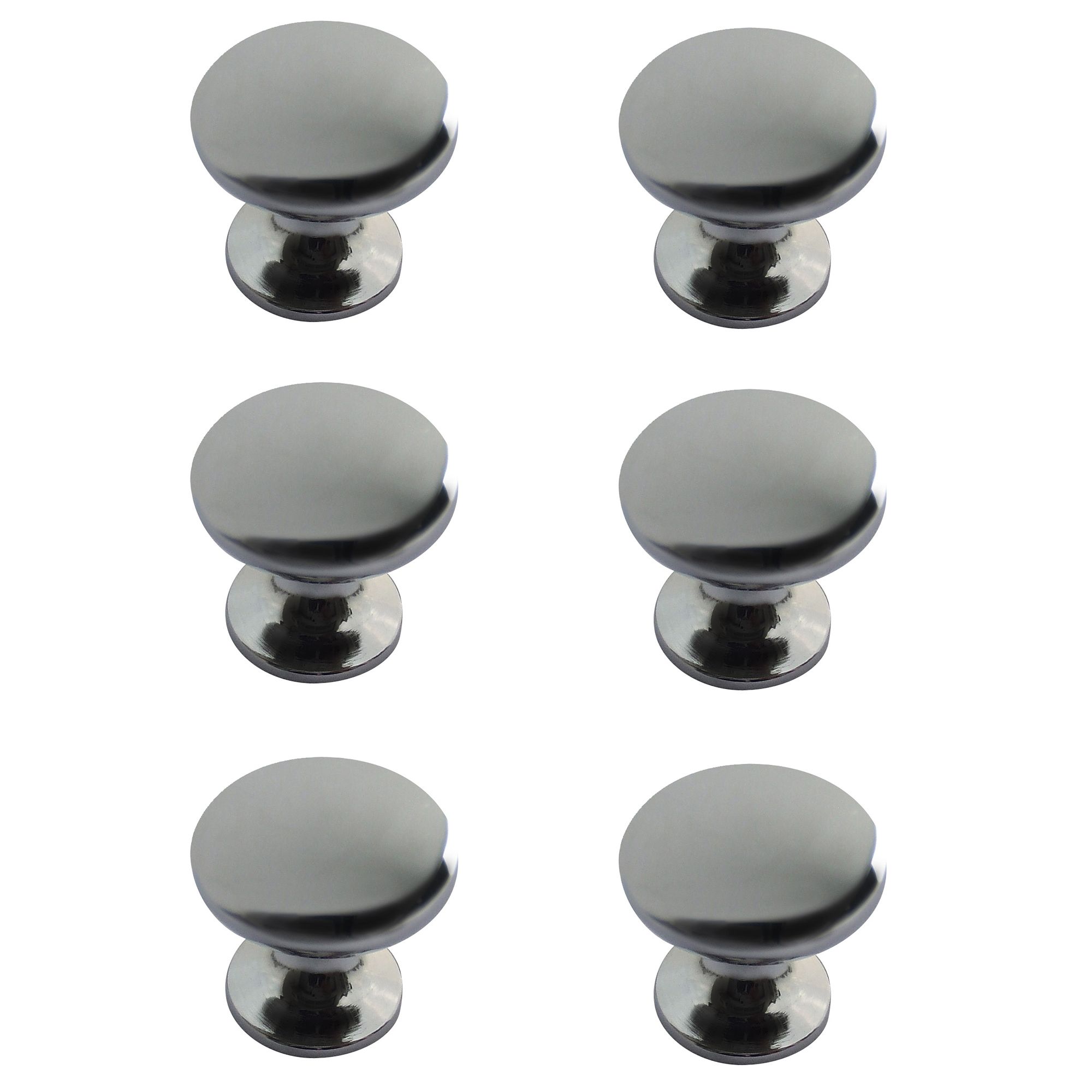 Zinc alloy Chrome effect Round Furniture Knob, Pack of 6