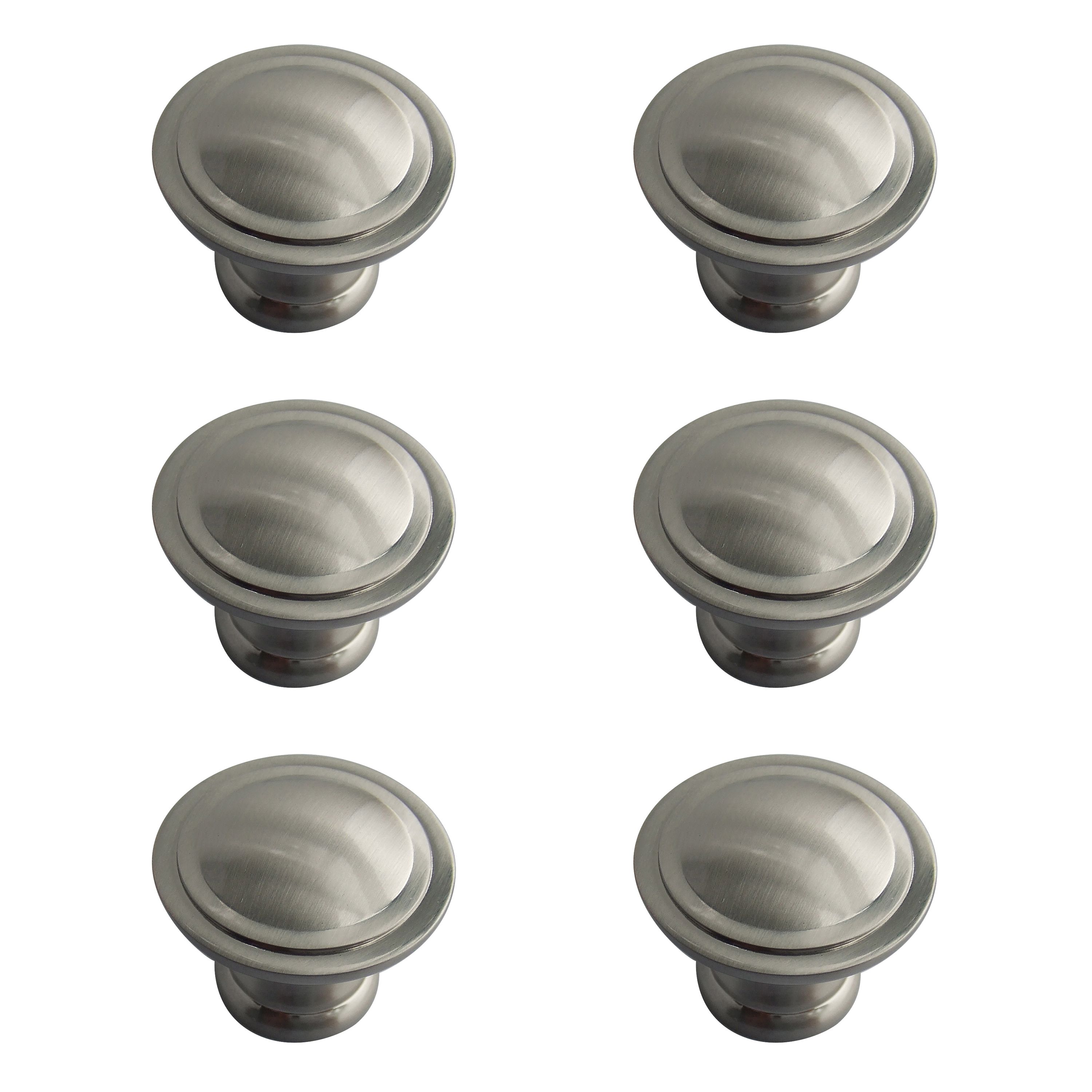 Zinc alloy Nickel effect Ring Furniture Knob (Dia)30mm, Pack of 6