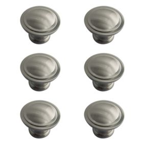 Zinc alloy Nickel effect Ring Furniture Knob (Dia)30mm, Pack of 6