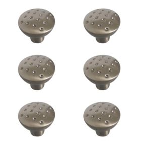 Zinc alloy Nickel effect Round Dimple Furniture Knob (Dia)27mm, Pack of 6