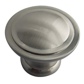 Zinc alloy Nickel effect Round Furniture Knob (Dia)35mm, Pack of 6