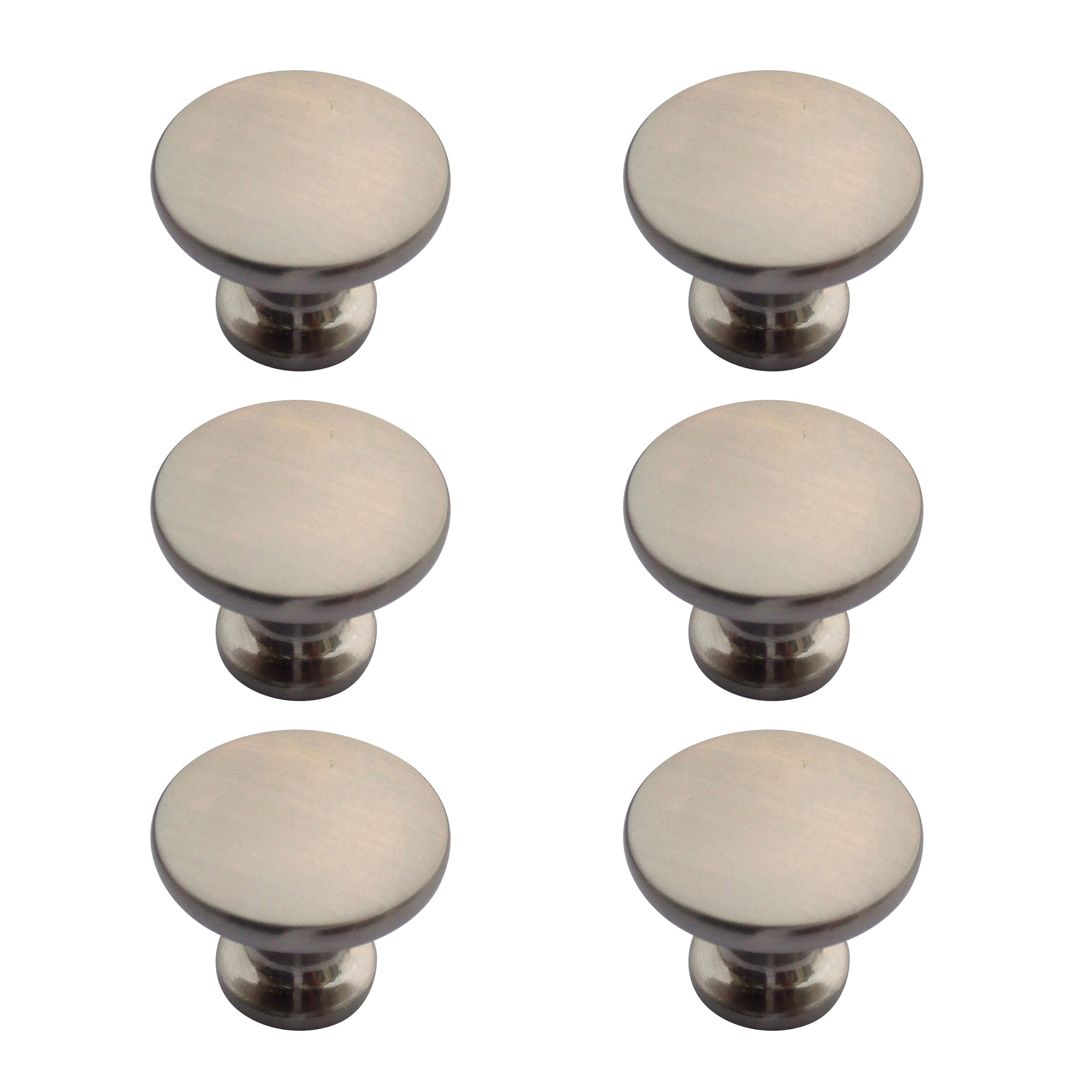Zinc alloy Nickel effect Round Furniture Knob Dia 38mm Pack of 6