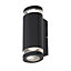 Zinc Ballini Fixed Matt Black Mains-powered LED Outdoor Modern ON/OFF Wall light (Dia)9cm