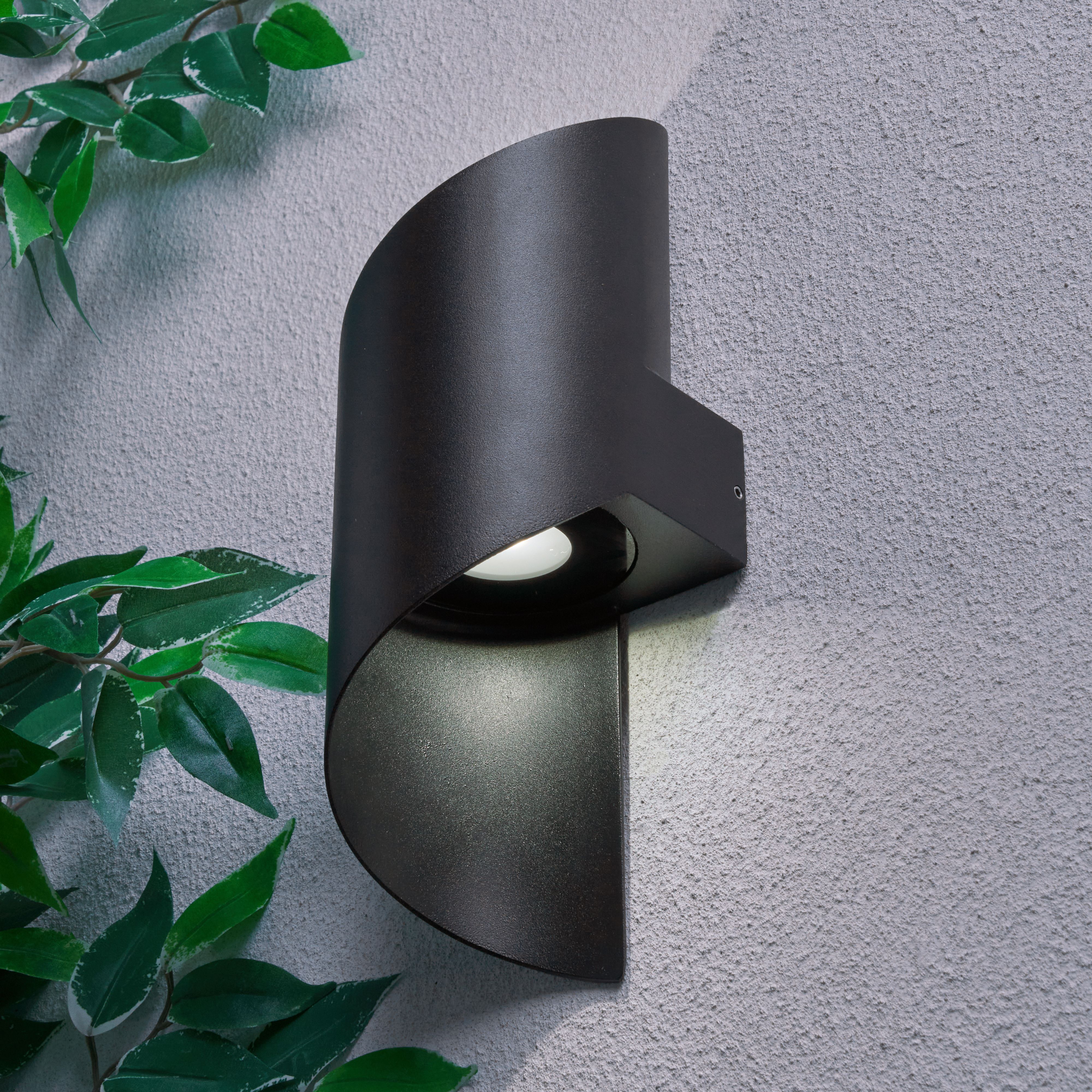 Zinc Bude Matt Black Wired LED Wall light | DIY at B&Q