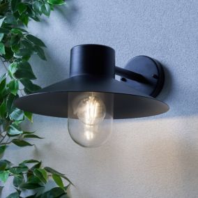 Zinc Chesil lantern Matt Black Wired LED Wall light