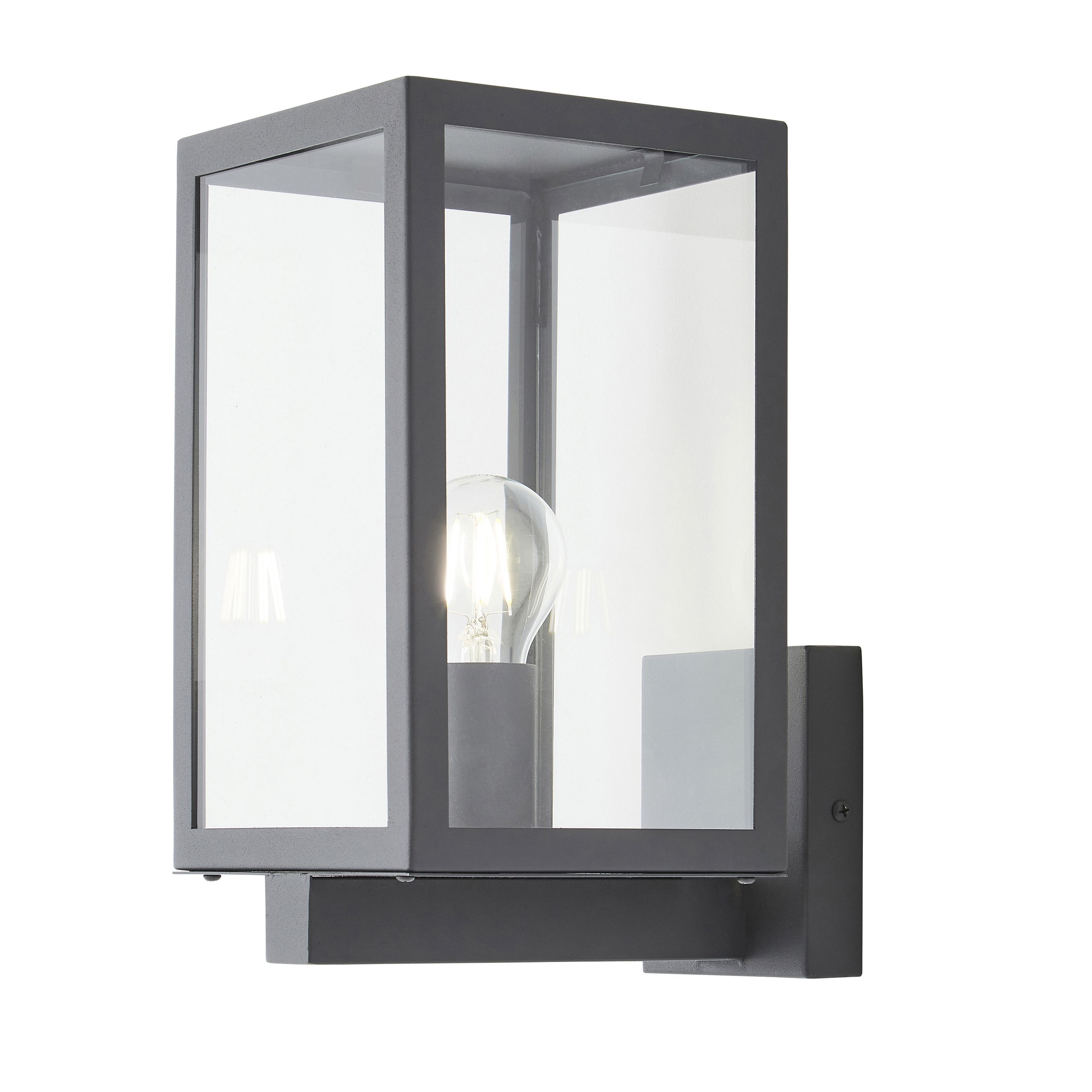 Zinc Cork Fixed Matt Anthracite Mains-powered LED Outdoor Box Lantern On/Off Wall light (Dia)16cm - 3