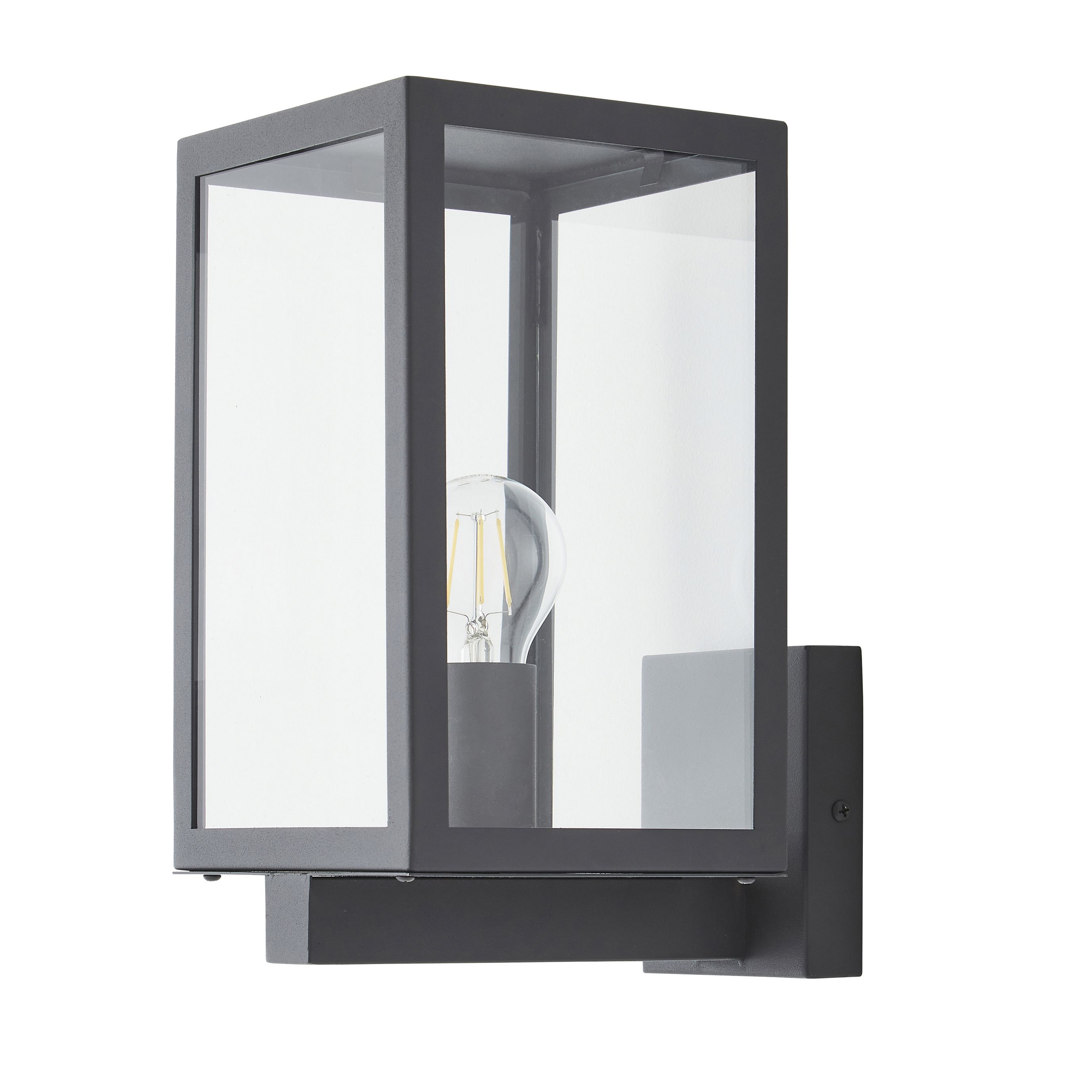 Zinc Cork Fixed Matt Anthracite Mains-powered LED Outdoor Box Lantern On/Off Wall light (Dia)16cm - 4