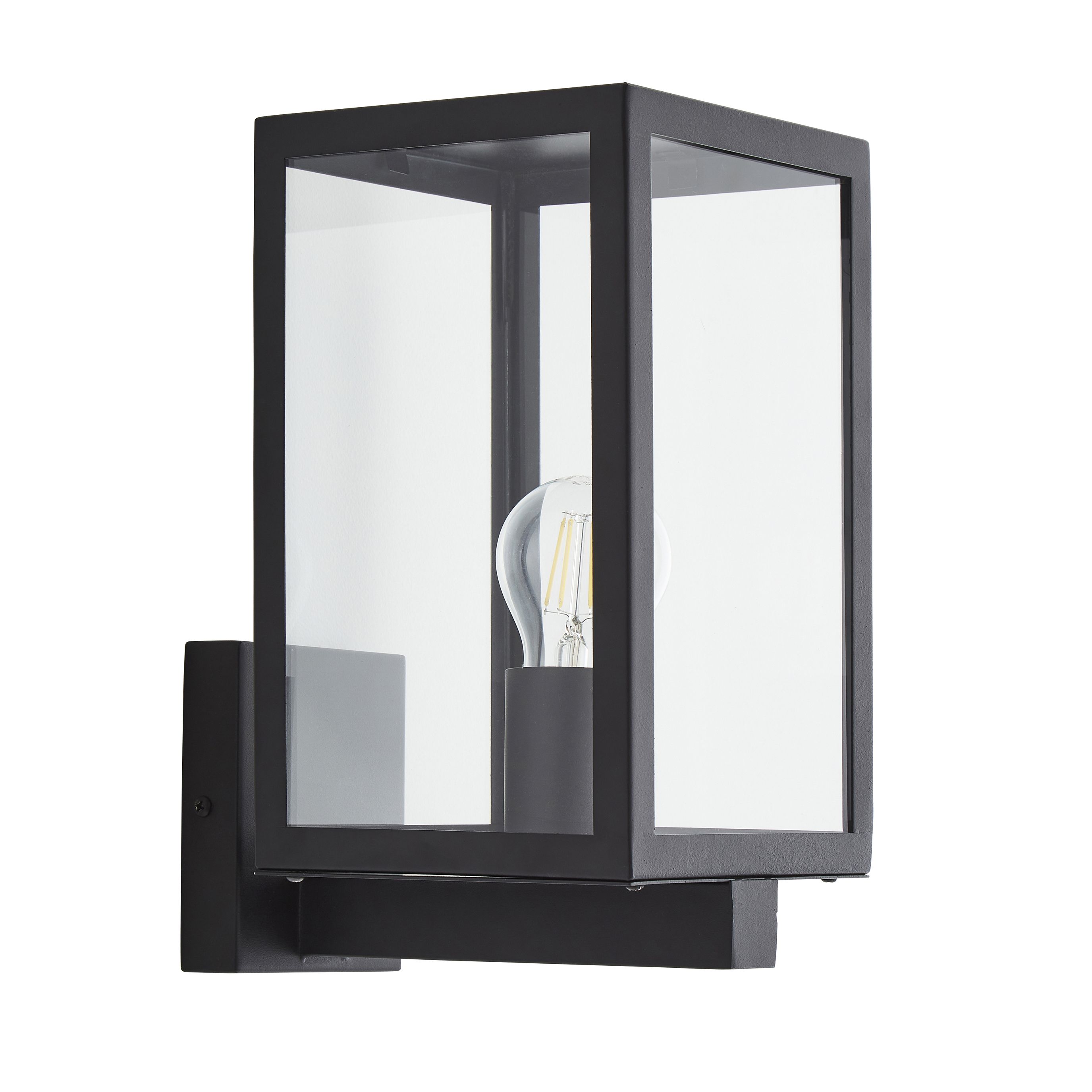 Zinc Cork Fixed Matt Black Mains-powered LED Outdoor Box Lantern On/Off Wall light (Dia)16cm