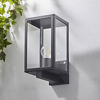 Zinc Cork Matt Anthracite Mains-powered LED Outdoor On/Off Wall light (Dia)16cm