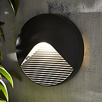 Zinc Crafter Fixed Matt Anthracite Charcoal effect Mains-powered Integrated LED Outdoor ON/OFF Wall light 180lm (Dia)13cm