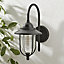 Zinc Dublin Fixed Matt Black Mains-powered LED Outdoor Lantern ON/OFF Wall light (Dia)18cm