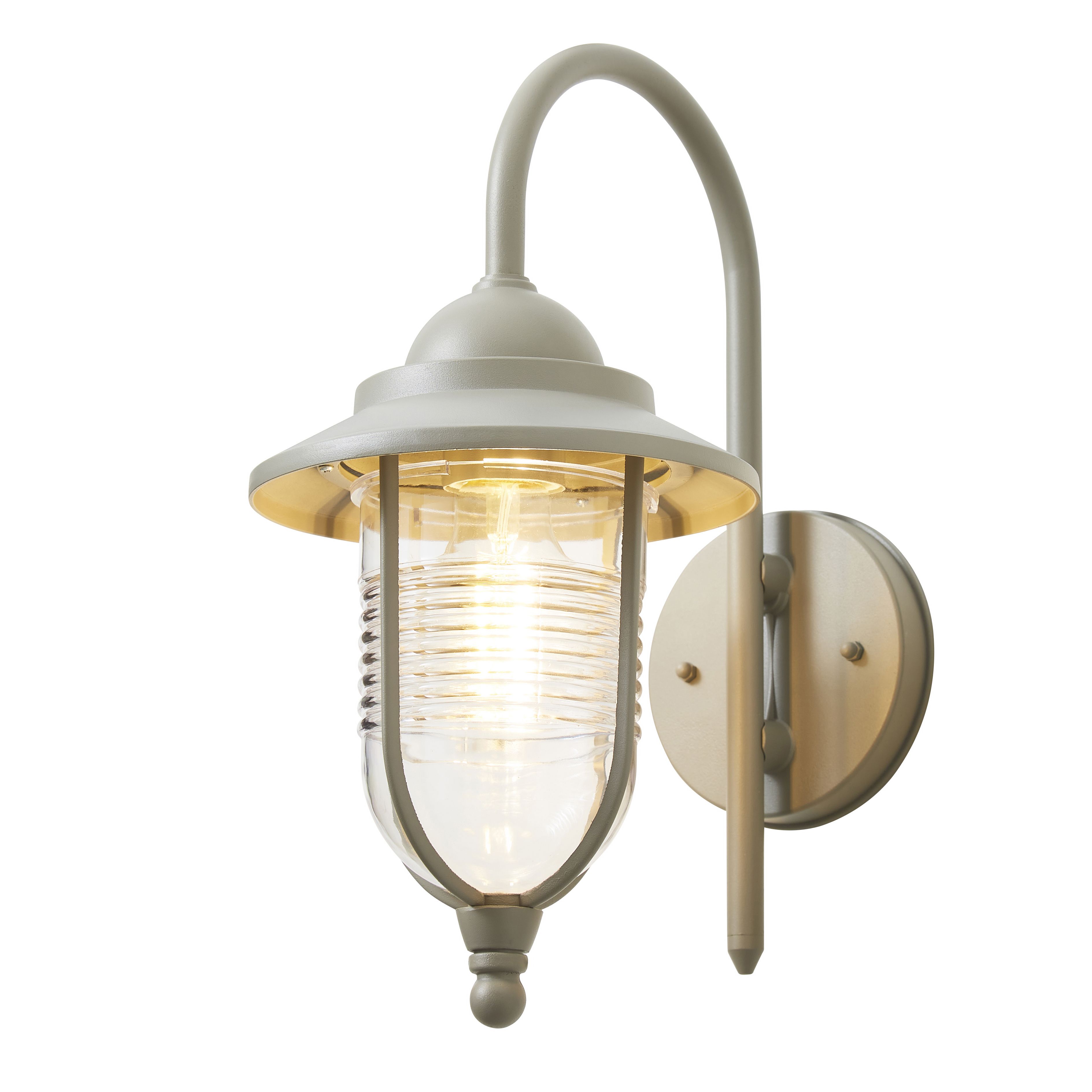 Zinc Dublin Fixed Matt Grey Mains-powered LED Outdoor Lantern ON/OFF Wall light (Dia)18cm