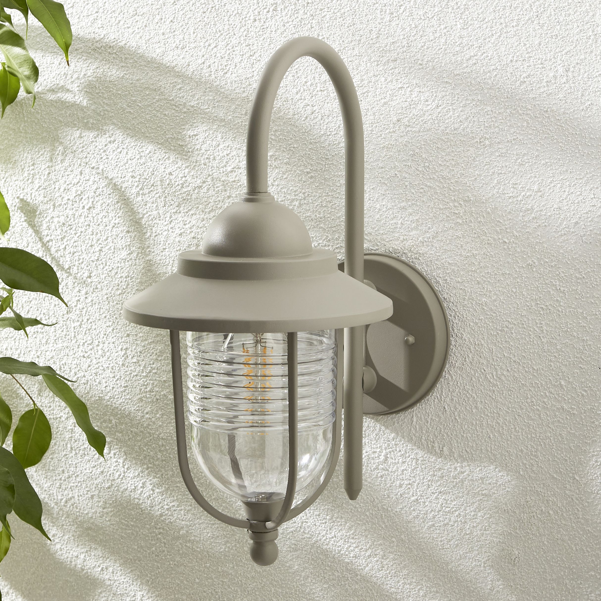 Zinc Dublin Fixed Matt Grey Mains-powered LED Outdoor Lantern ON/OFF Wall light (Dia)18cm