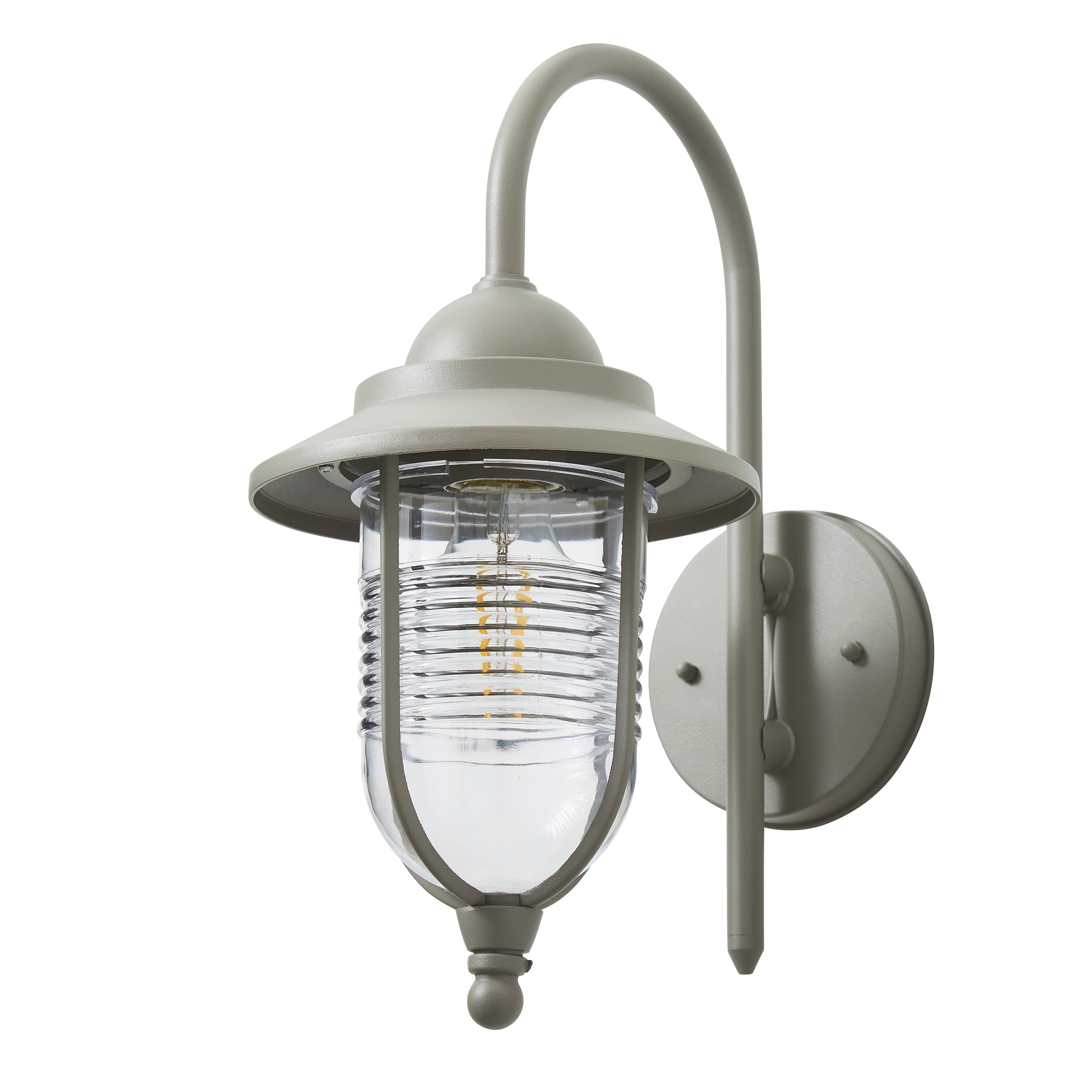 Zinc Dublin Fixed Matt Grey Mains-powered LED Outdoor Lantern ON/OFF Wall light (Dia)18cm
