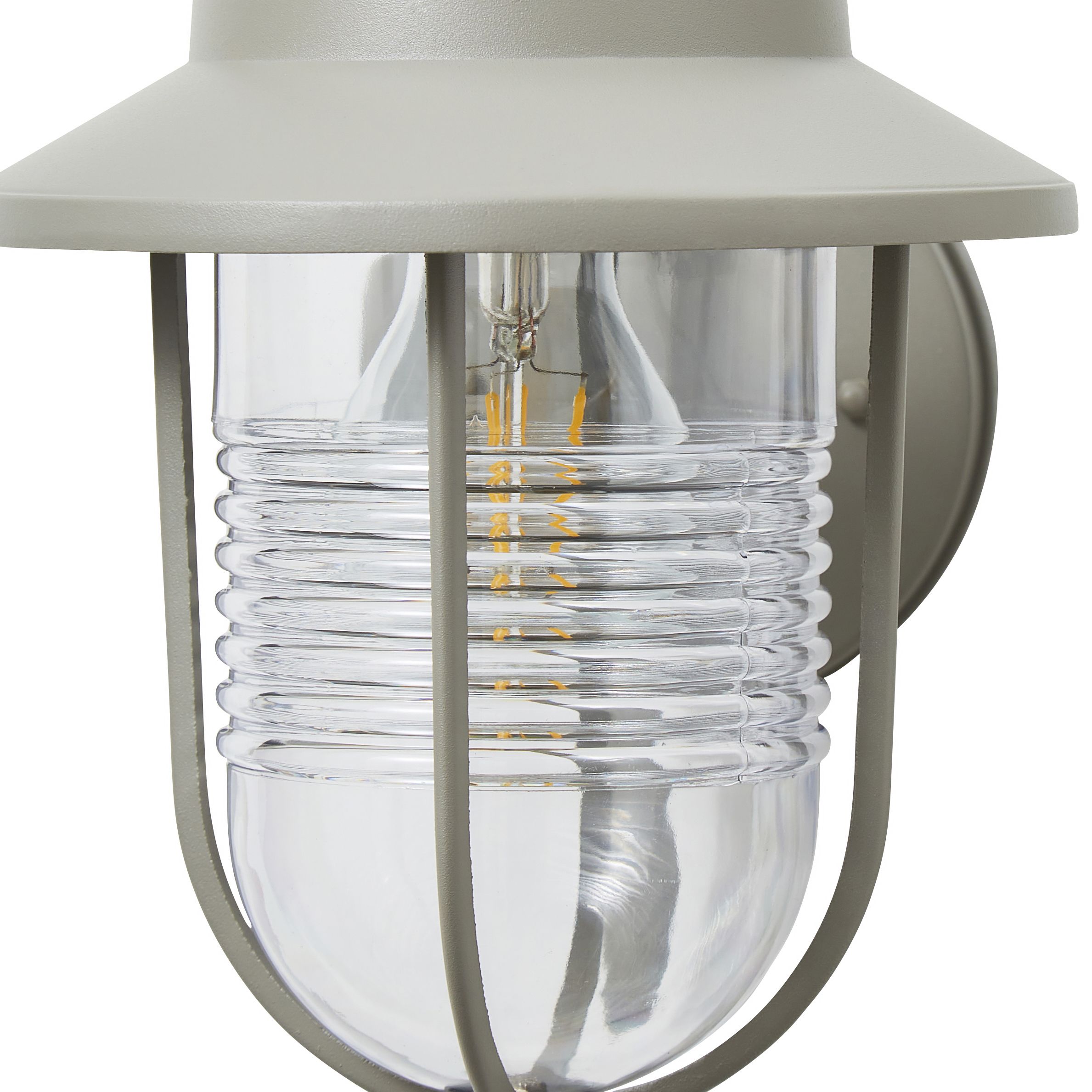 Zinc Dublin Fixed Matt Grey Mains-powered LED Outdoor Lantern ON/OFF Wall light (Dia)18cm