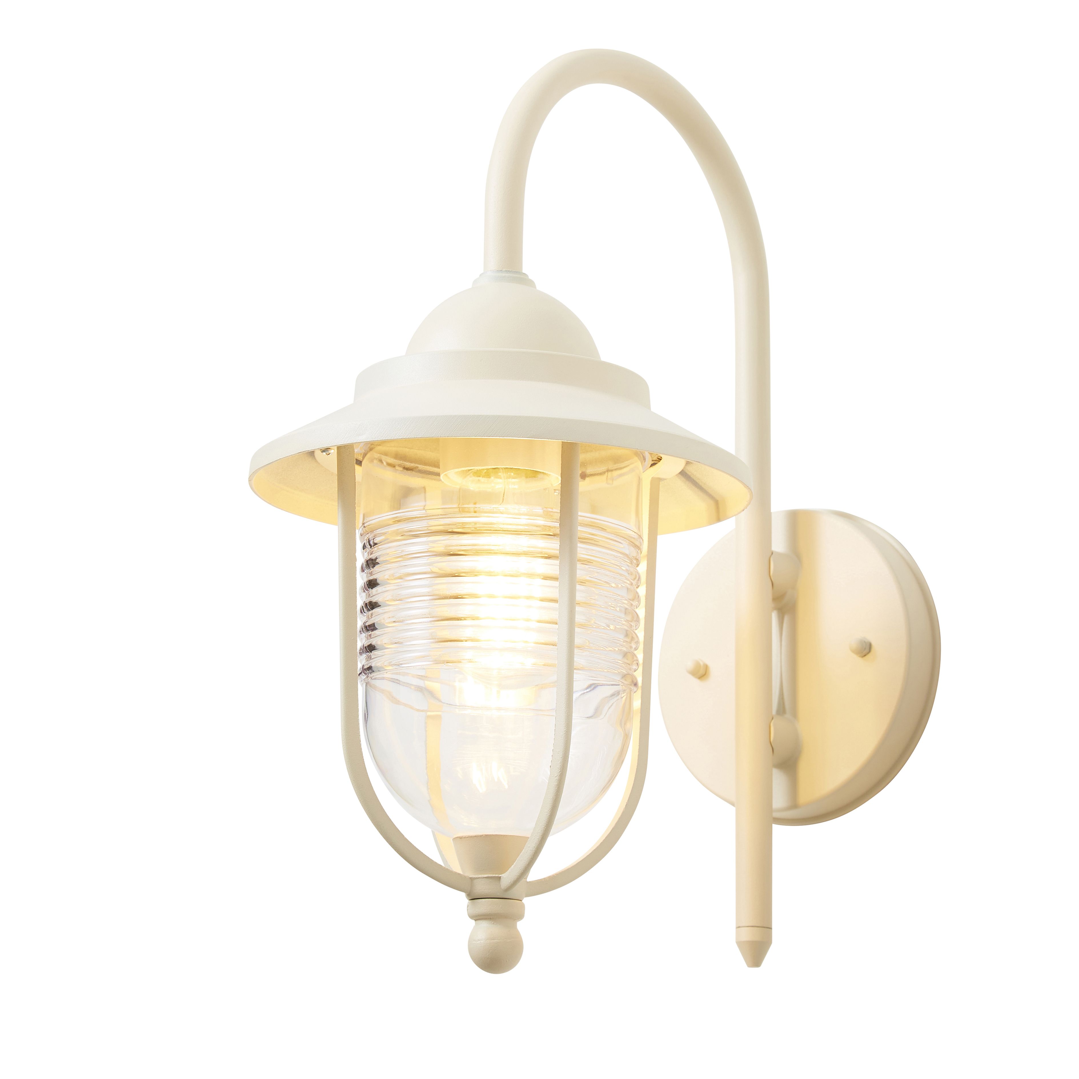 Zinc Dublin Fixed Matt Ivory Mains-powered LED Outdoor Lantern ON/OFF Wall light (Dia)18cm