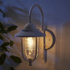 Zinc Dublin Fixed Matt Ivory Mains-powered LED Outdoor Lantern ON/OFF Wall light (Dia)18cm