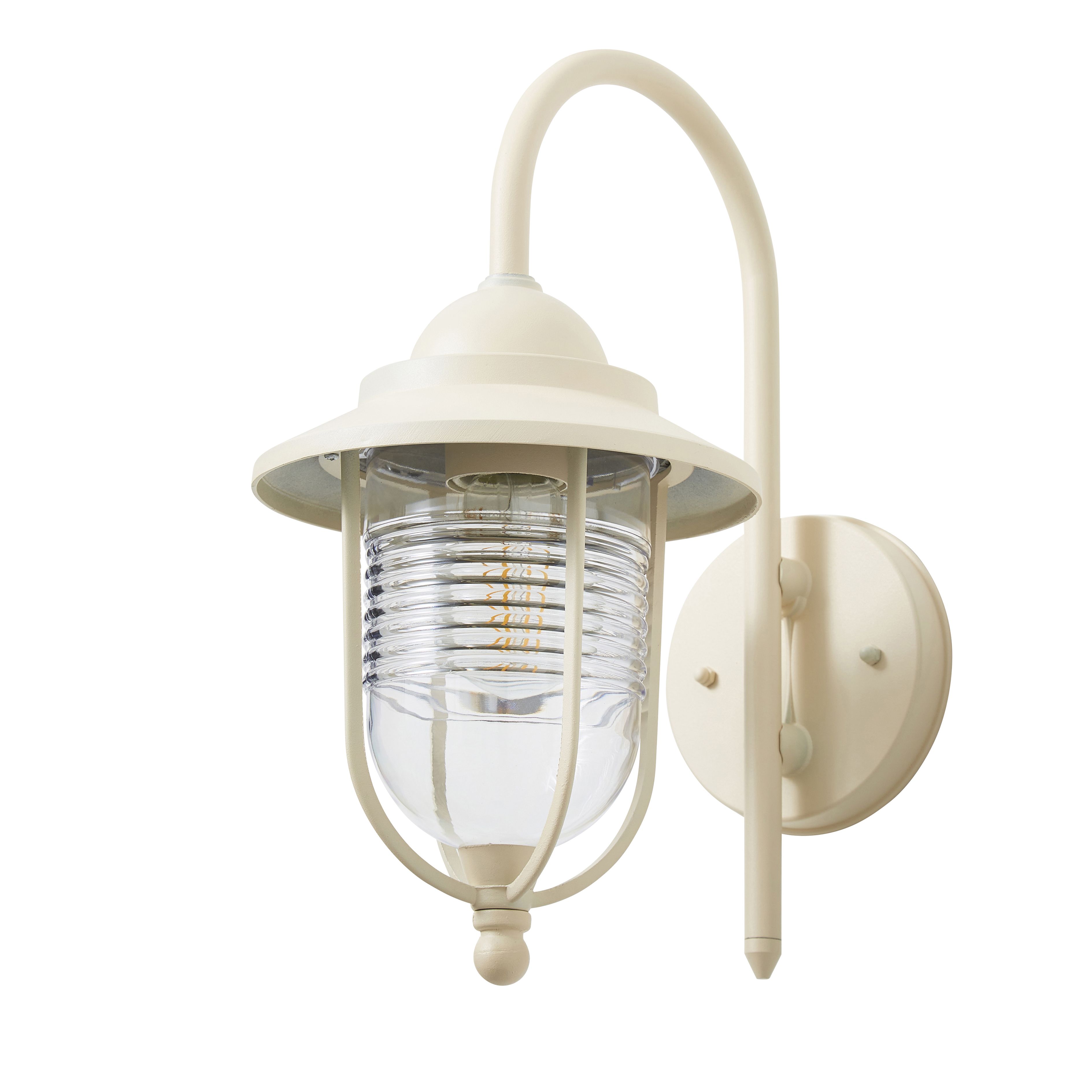 Zinc Dublin Fixed Matt Ivory Mains-powered LED Outdoor Lantern ON/OFF Wall light (Dia)18cm